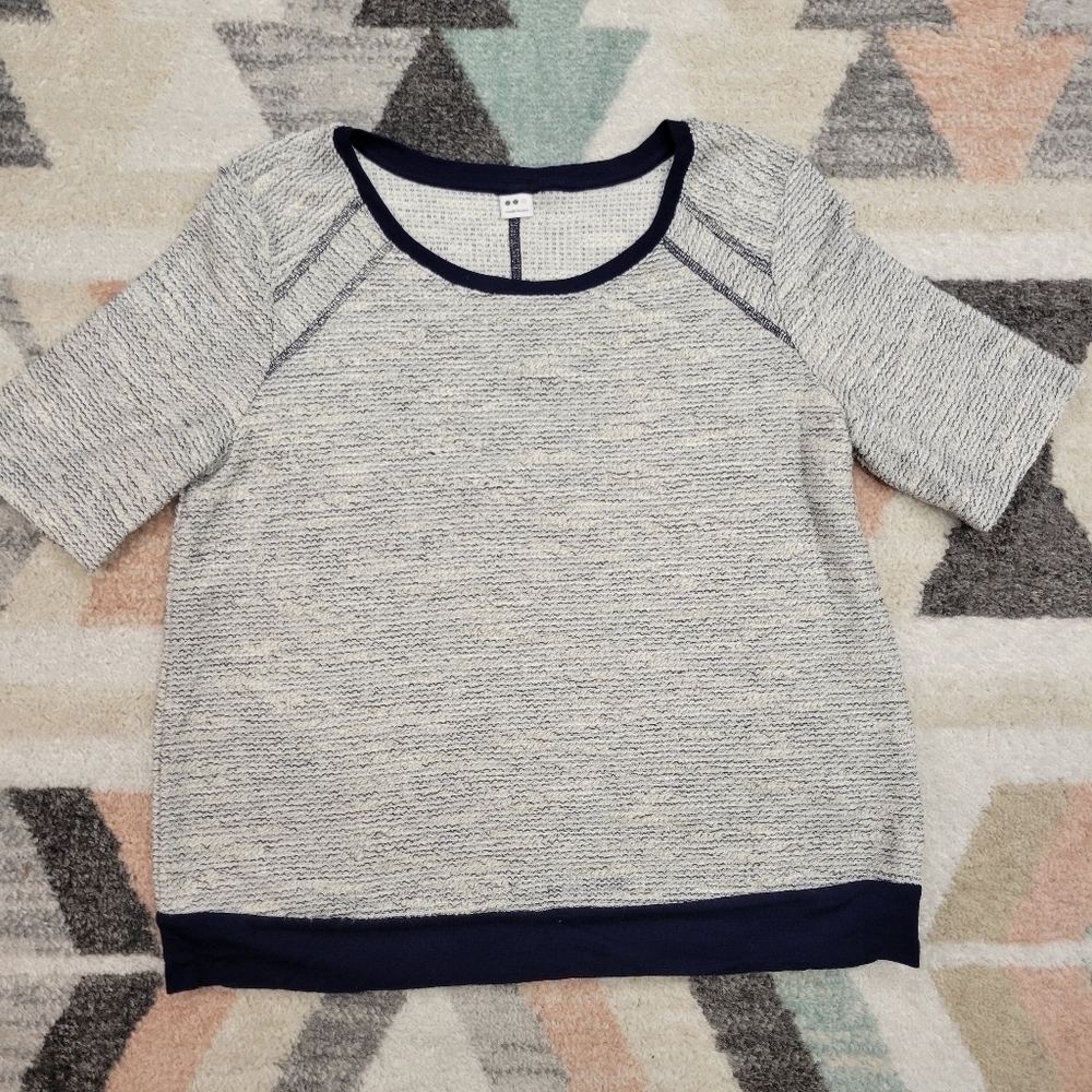 Three Dots Knit Short Sleeve Crew Neck Sweater  Size Large
